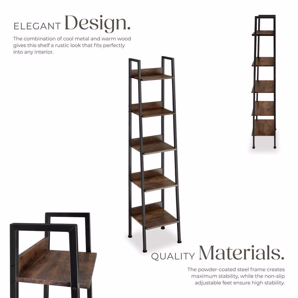 tectake Folkestone Industrial Shelving Unit in Brown and Black – 4