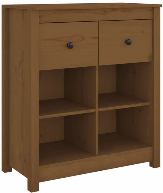 Berkfield Home Sideboard in Honey Brown Solid Pine, W/D/H: 70 x 35 x 80 cm