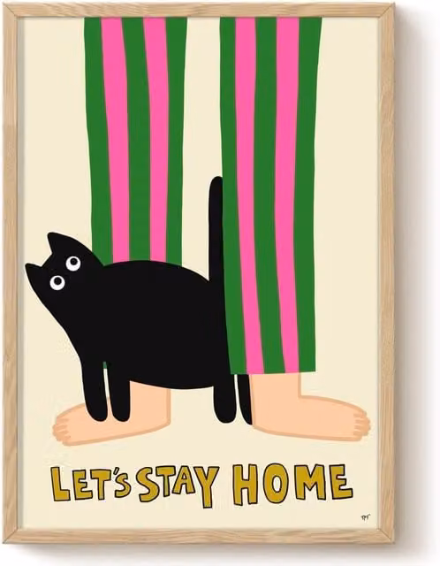 The Paper Tail Let's Stay Home Multicolour Typography Illustration Paper Poster, H: 29.7 cm, W: 21.0 cm