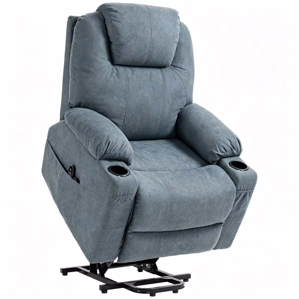 STILVORA Electric Lift Recliner Armchair with Massage and Heat in Grey Fabric – 3