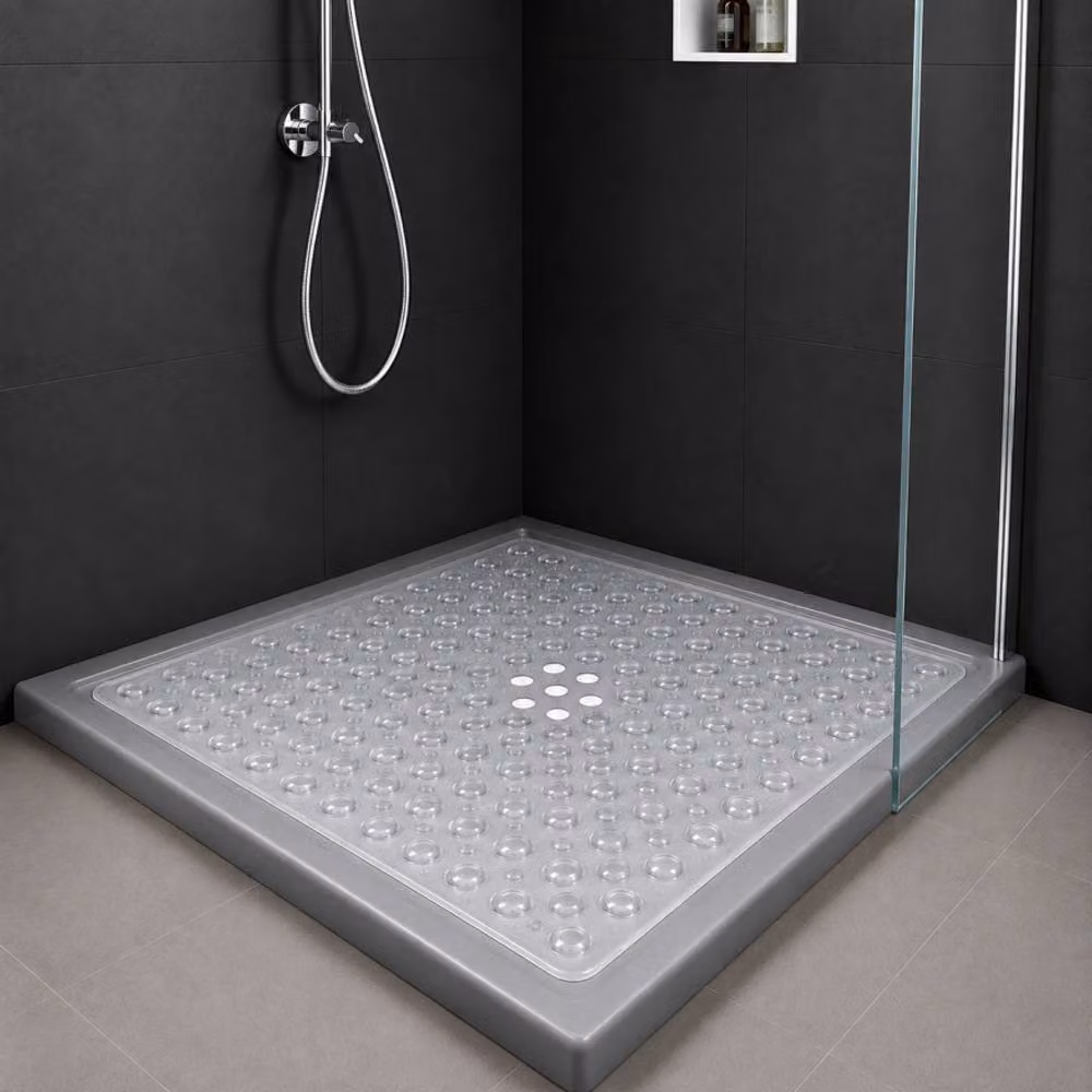Keplin Non-Slip Shower Mat, Antibacterial and Mould Resistant, Transparent, W: 54 cm x D: 54 cm – 3