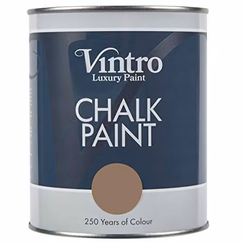 Vintro Chalk Paint in Fresco Brown, 1 Litre, Ultra Matt Water-Based Finish – 1