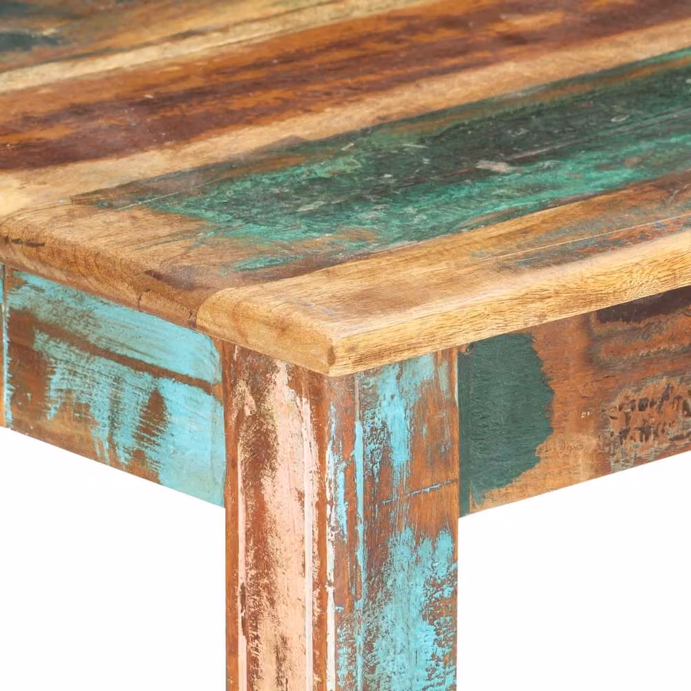 Berkfield Home Rectangular Dining Table in Antique Multicolour Solid Reclaimed Mango and Teak Wood, W/D/H: 140 x 70 x 76 cm – 2