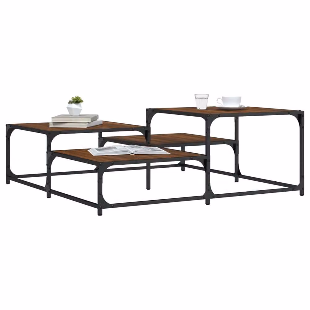Berkfield Home Brown Oak Coffee Table, W/D/H: 107 x 107 x 40 cm – 2