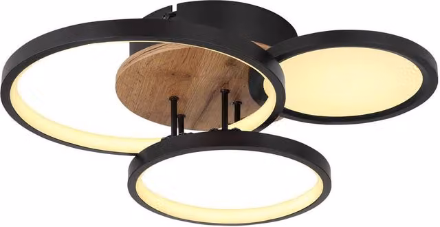 Netlighting Sid Integrated LED Semi Flush Ceiling Light, Matt Black, Diameter: 38 cm, Warm White 3000K – 1