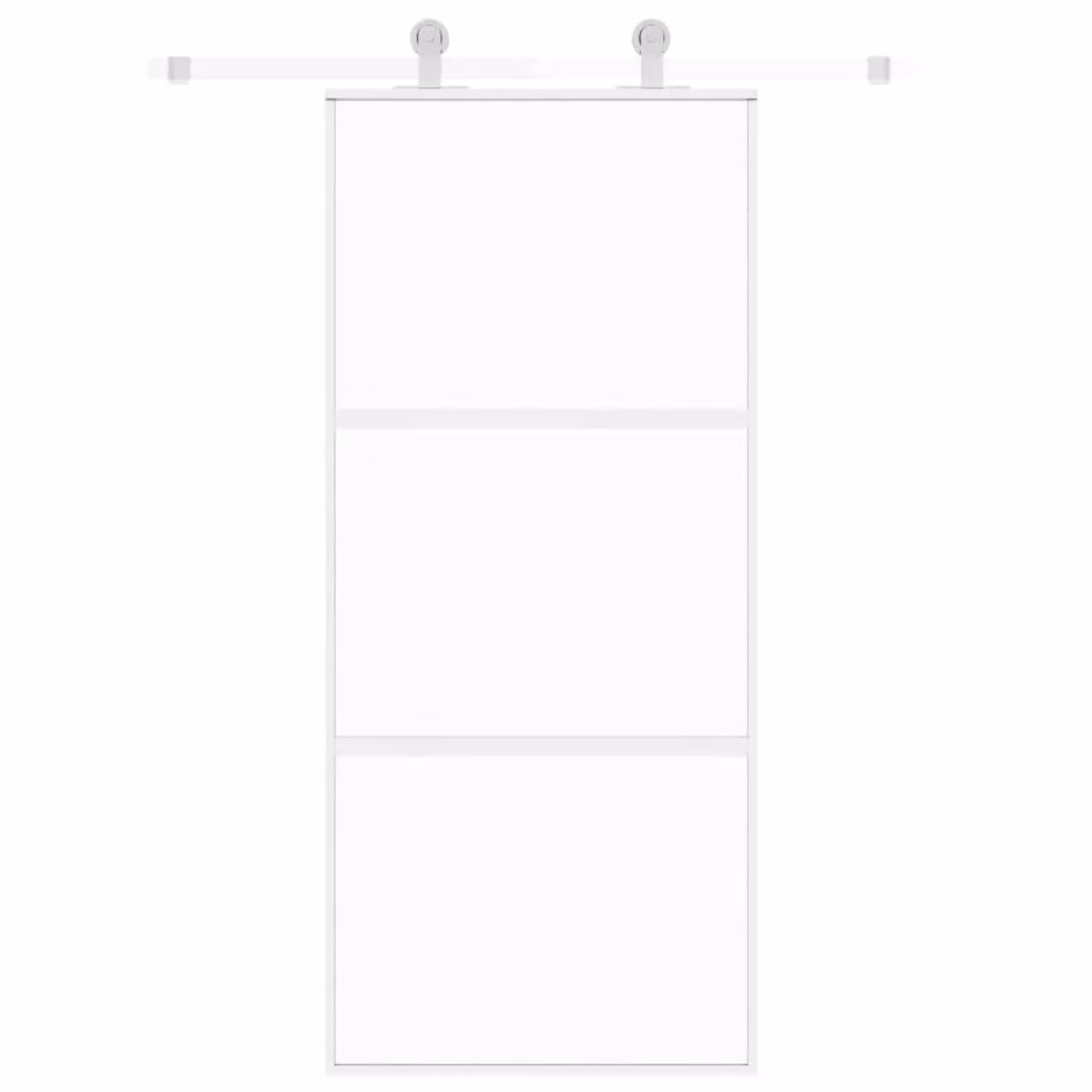 Berkfield Home Modern Sliding Door in White and Black with Tempered Glass and Aluminium, W: 90 cm, H: 205 cm – 2