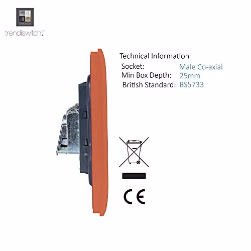 Trendi 1 Gang Female Co-Axial Television Socket in Copper – 2