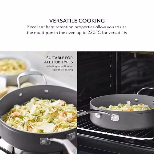 Sur La Table Hard Anodised 28cm Multi-pan with Tempered Glass Lid and Non-Stick Ceramic Coating, Grey – 3