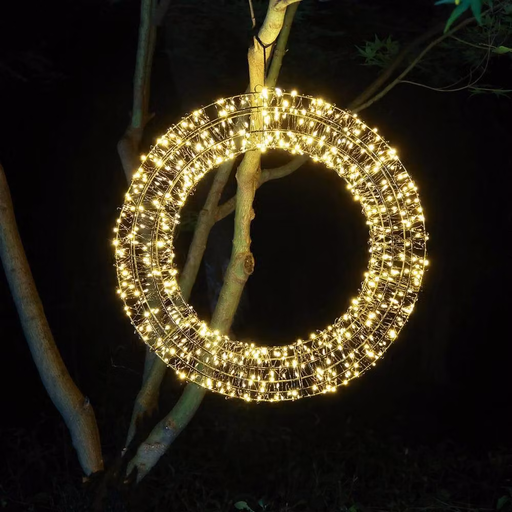 mysmartbuy Pre-Lit Micro LED Warm White Twinkling Christmas Wreath for Indoor or Outdoor Use – 3