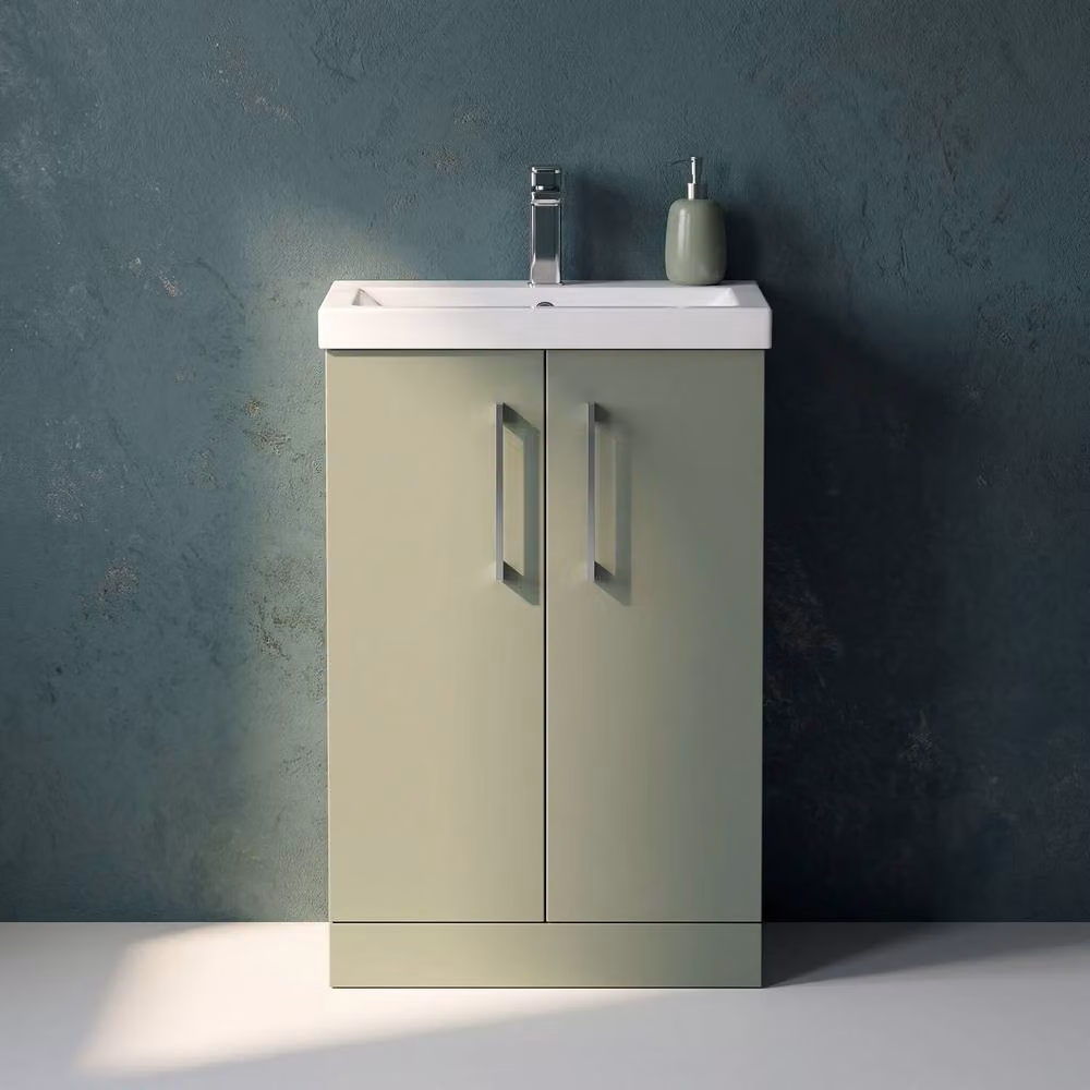 Balterley Contemporary 2-Door Freestanding Bathroom Floor Vanity Unit in Matt Satin Green, W: 50 cm, D: 50 cm, H: 50 cm – 4