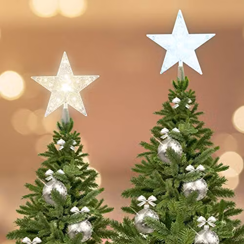 The Christmas Workshop LED Star Tree Topper in White, 18 cm – 5