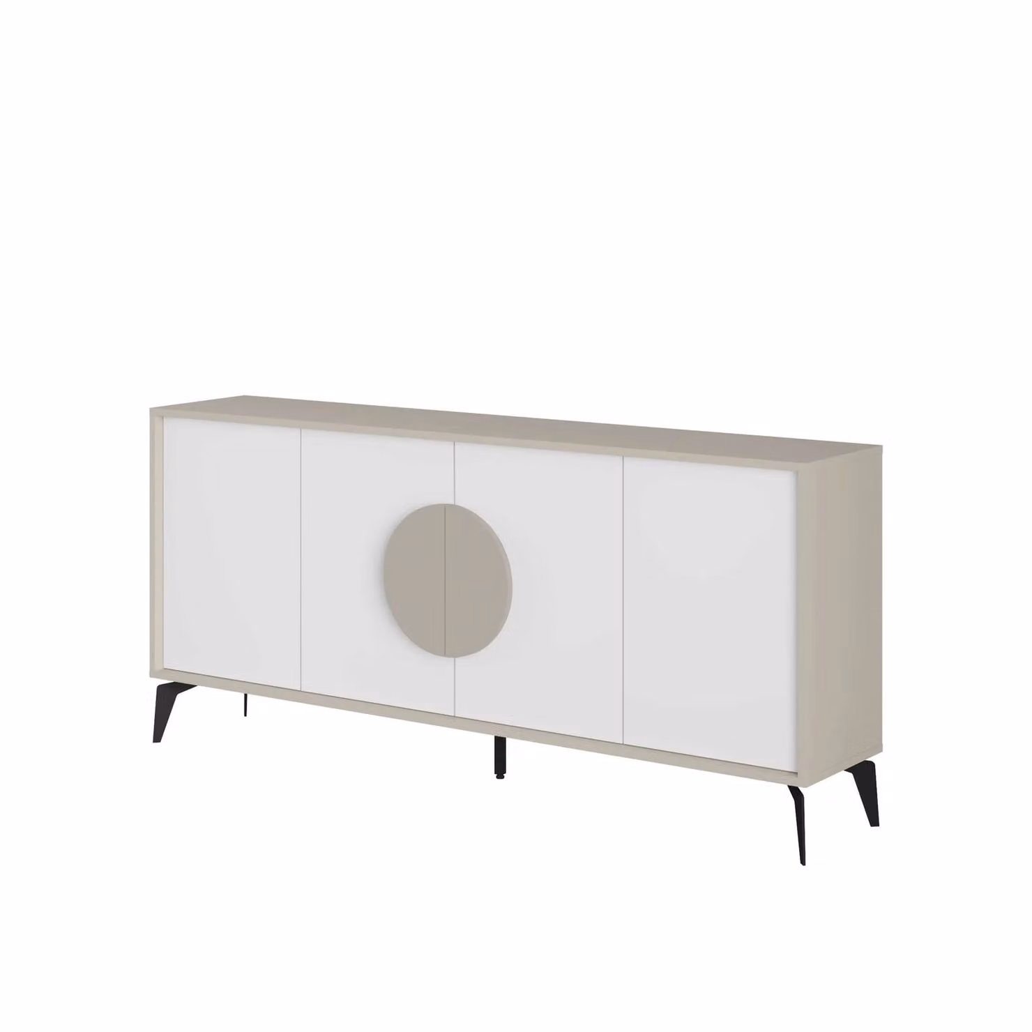 Decortie Gora 4 Door Modern Sideboard Storage Cabinet with Metal Legs in Sandstone White, W: 180 cm, H: 82 cm, D: 36 cm – 2
