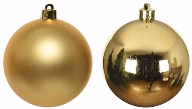 Kaemingk Shatterproof Plain Round Gold Christmas Baubles, Pack of 6