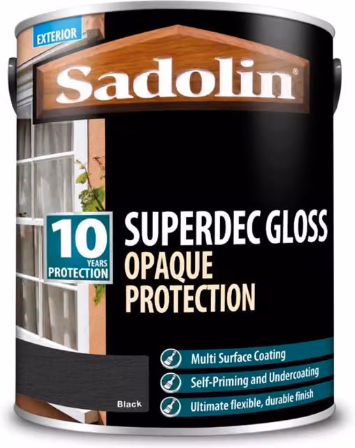 Sadolin Supderdec Opaque Water-Based Wood Protection, Black, 5 l