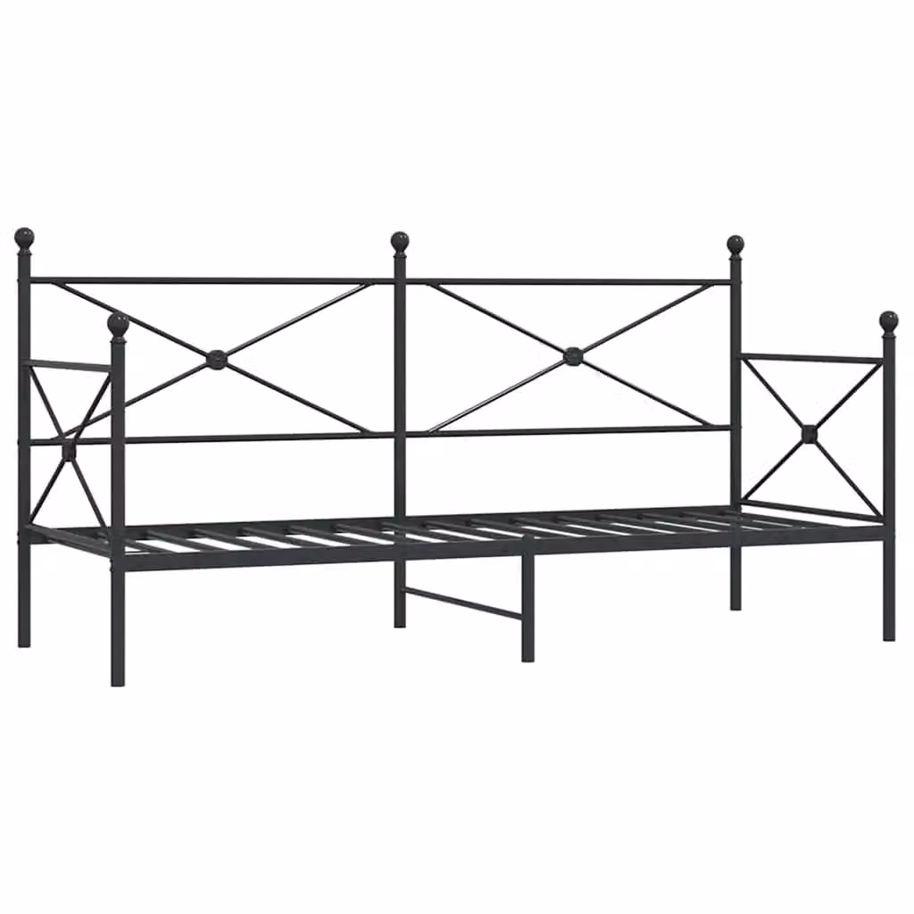 Berkfield Home Black Metal Day Bed without Mattress W: 75 cm, L: 190 cm – 2