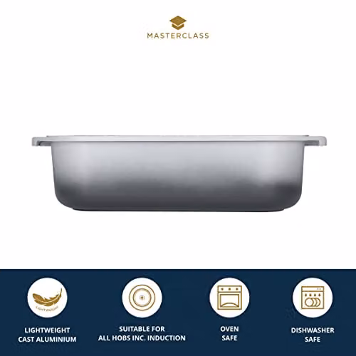 MasterClass Deep Cast Aluminium Roasting Dish with Handles, Grey, W: 41 cm, D: 26 cm, H: 6.8 cm – 2