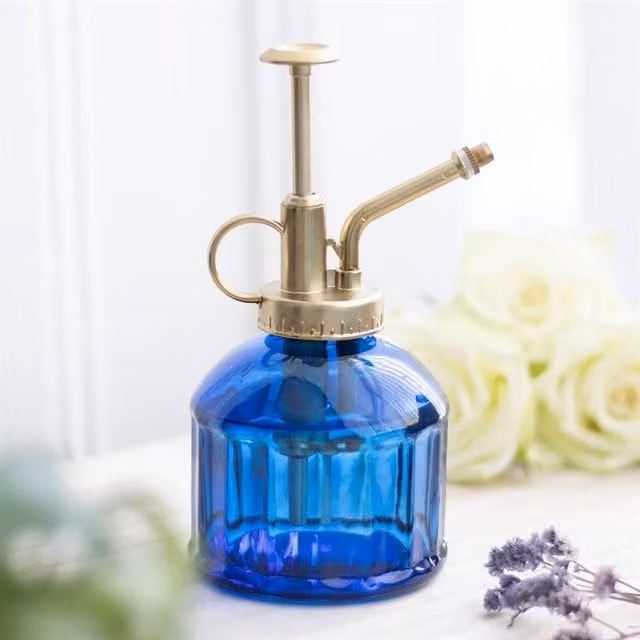 Uniqueful Blue and Gold Glass Plant Mister, Height: 15 cm