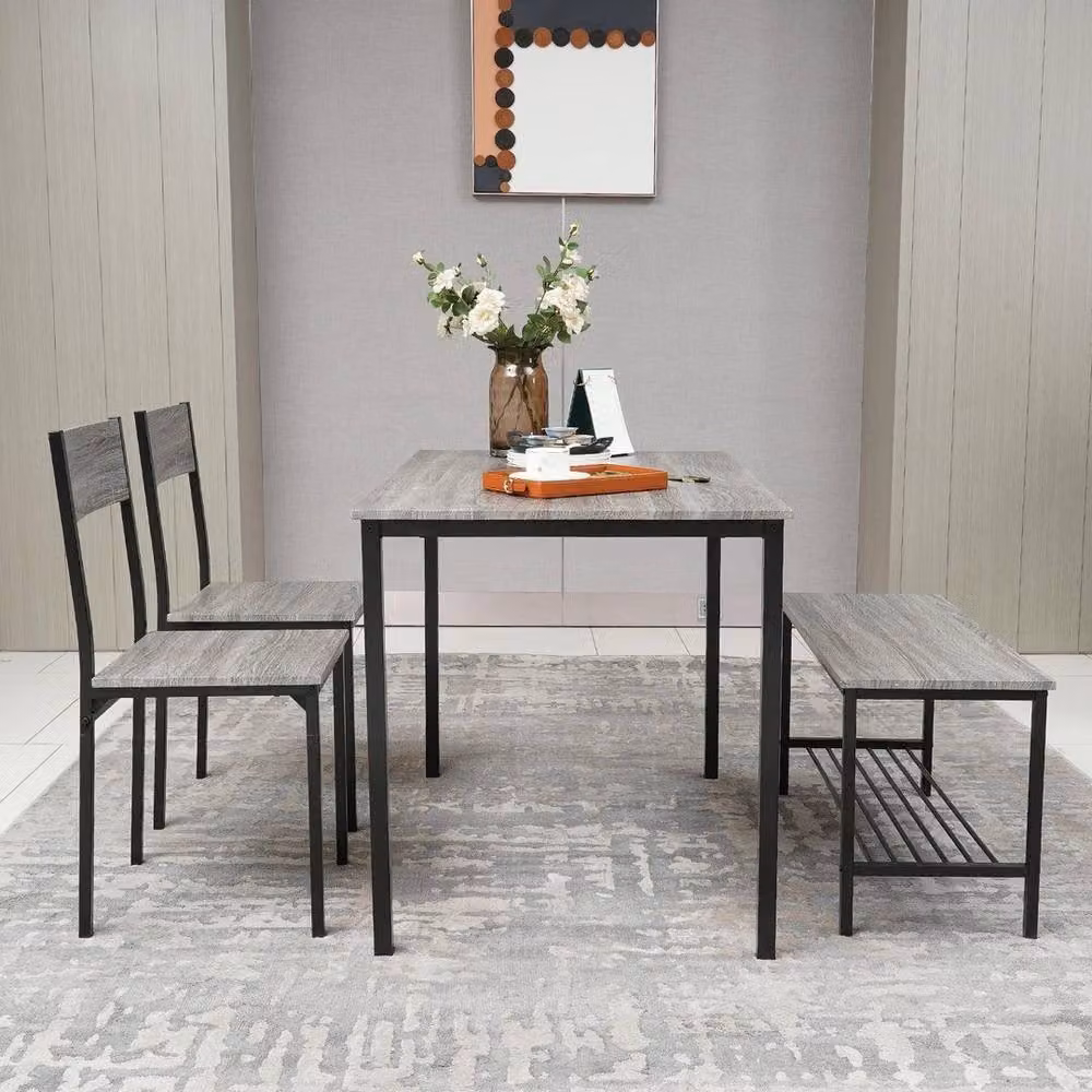 FORGEVIO Grey 4 Piece Compact Dining Set with Table and 2 Chairs – 2