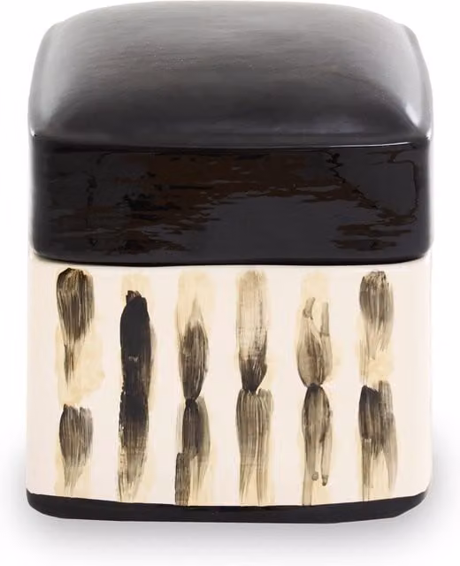 Orsina Mona Brushstroke Ceramic Trinket Box in Black and Multicolour