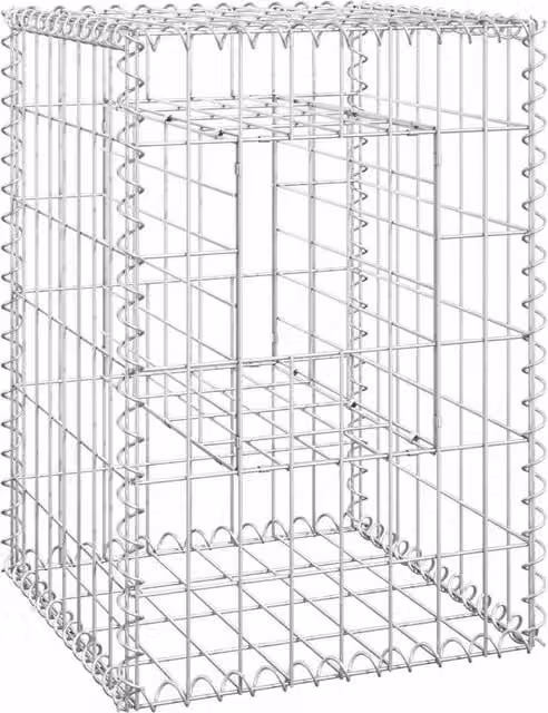 Berkfield Home Durable Silver Metal Square Gabion Basket Posts, 2 Pack, W/D/H: 40 x 40 x 60 cm