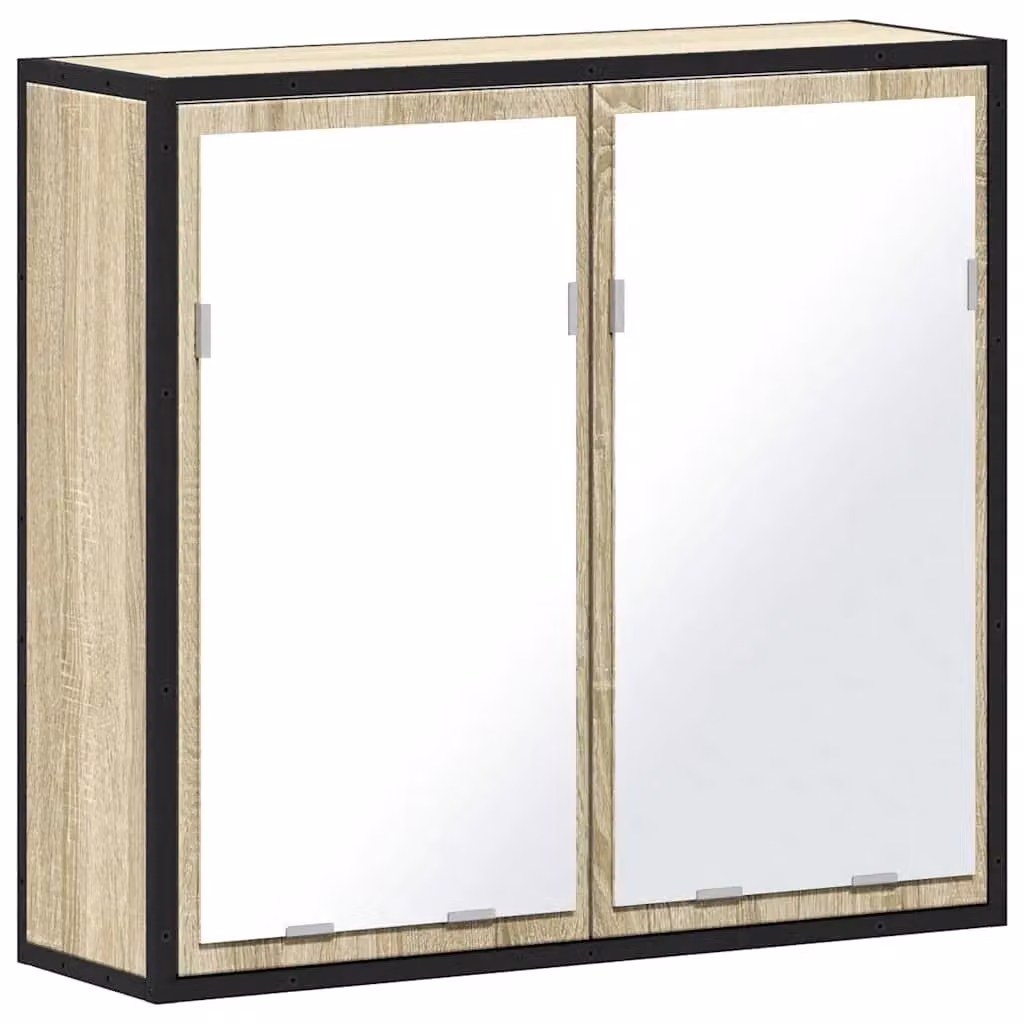 Berkfield Home Wall Mounted Bathroom Mirror Cabinet in Sonoma Oak Brown, W: 65 cm, D: 20 cm, H: 60 cm – 2
