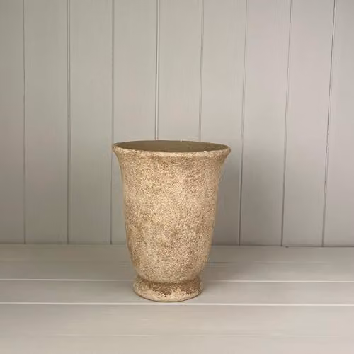 The Satchville Round Concrete Urn Pot in Beige, W: 17 cm, D: 14 cm – 2