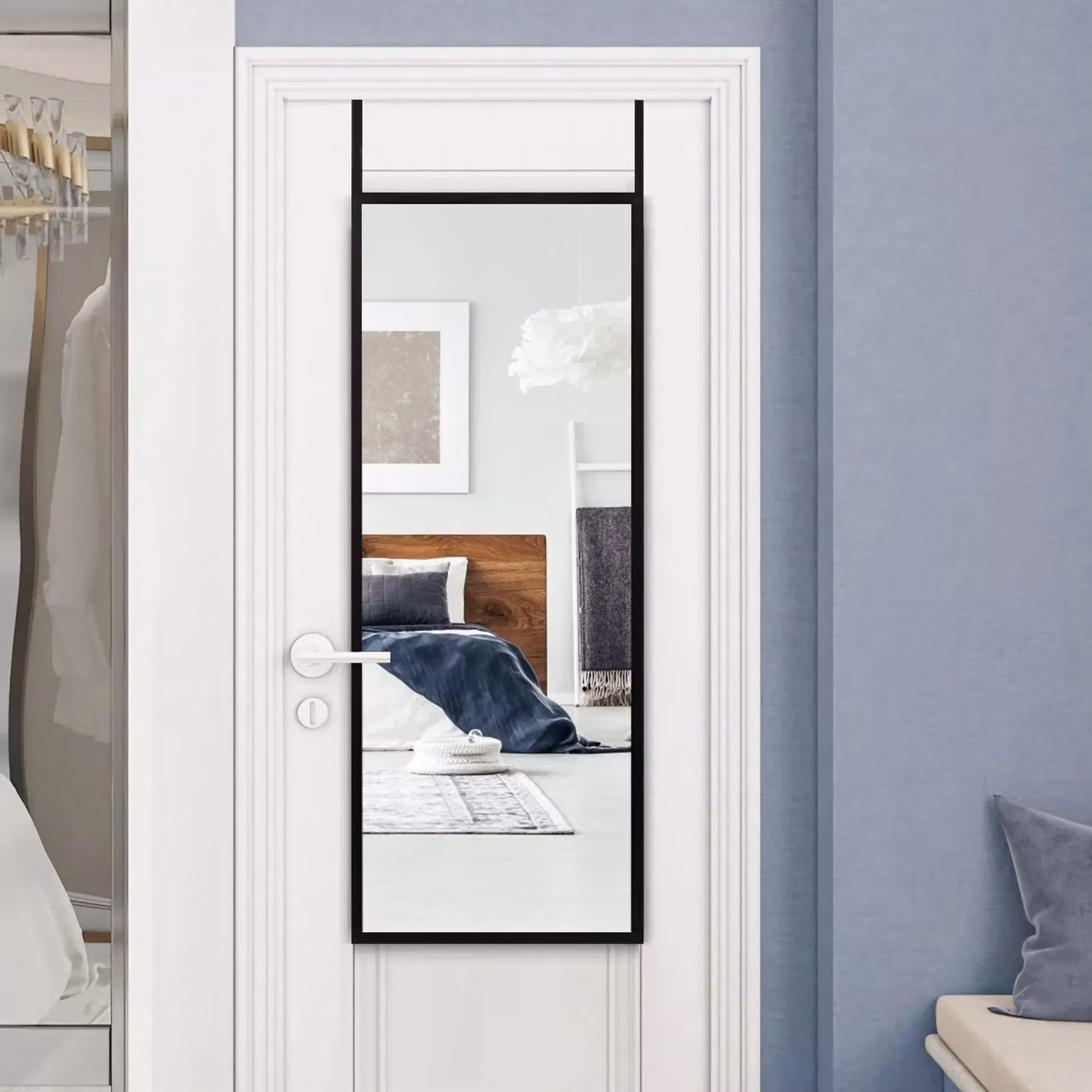 Costway 2-in-1 Full Length Dressing Mirror, Wall Mounted or Over the Door, Black – 3