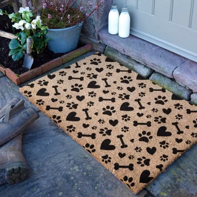 Artsy Mats Paws & Bones Doormat in Brown, W: 90 cm, D: 60 cm – 1