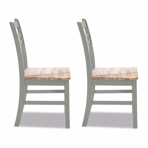 Statement Furniture Florence Country Style Wooden Dining Chairs Set of 2 in Green – 1