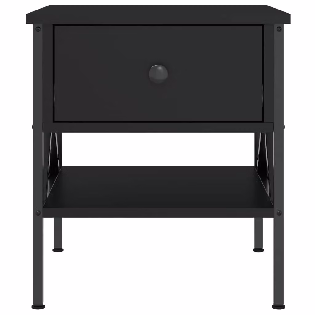 Berkfield Home Set of 2 Black Industrial Bedside Tables, W/D/H: 40 x 42 x 45 cm – 4