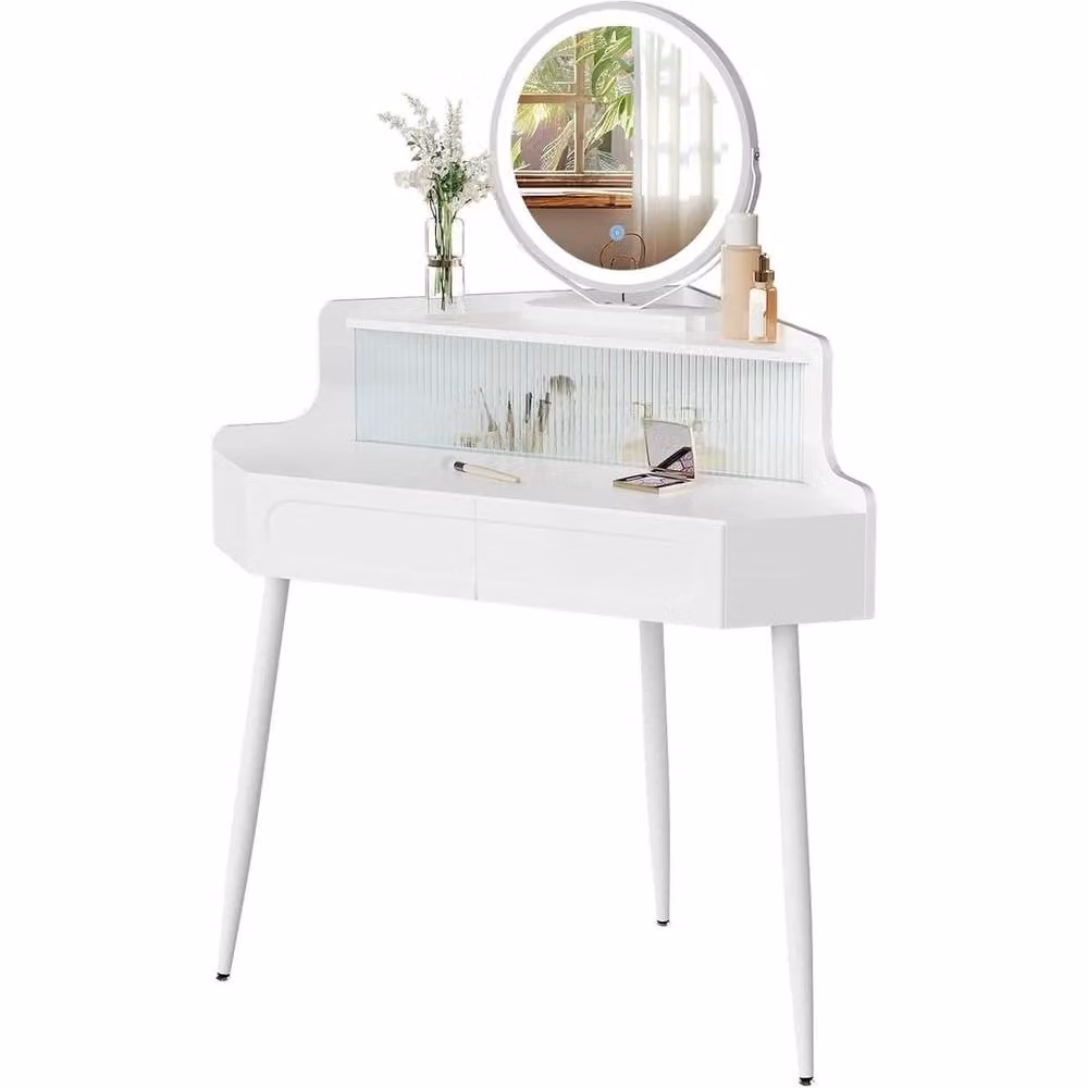 SPETLEK Modern Corner Dressing Table Vanity Makeup Desk in White – 2