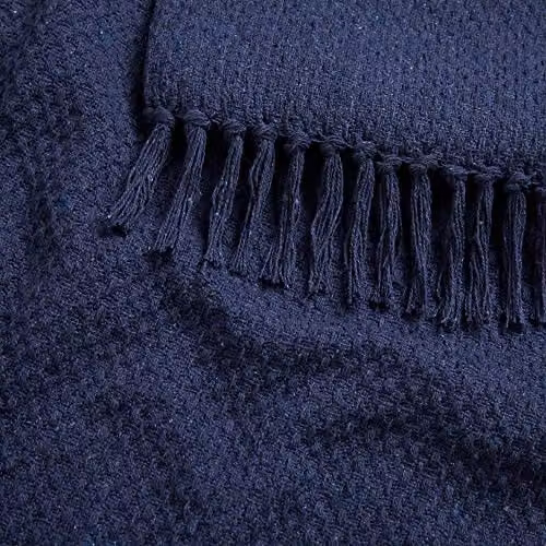 Drift Home Hayden Woven Textured Throw in Blue, W/D/H: 200 x 200 x 1 cm – 4