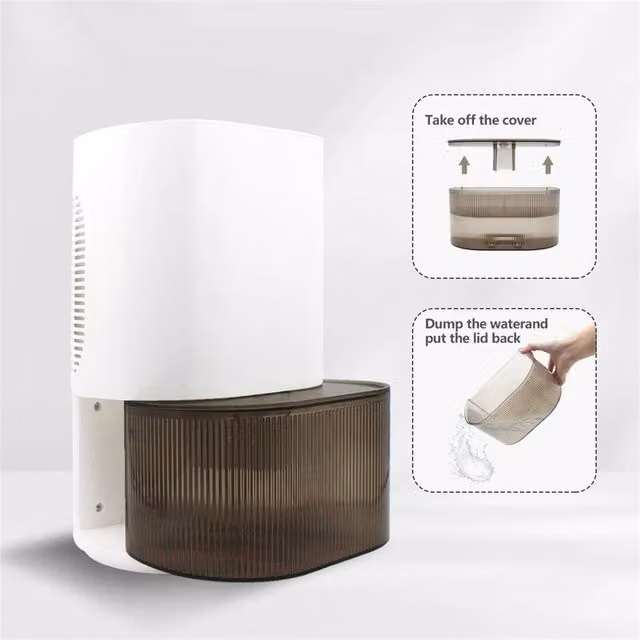 FLAVORA Portable Electric Dehumidifier, 2000ml Quiet Household Air Dryer in White – 1