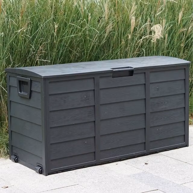 Gr8 Garden 300 Litre Black Plastic Garden Storage Utility Box