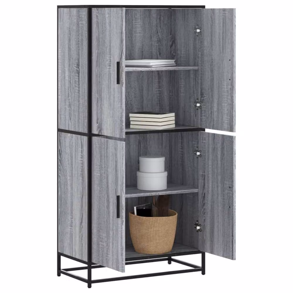 Berkfield Home Grey Sonoma Highboard in Engineered Wood, W: 68 cm, D: 35 cm, H: 139 cm – 2