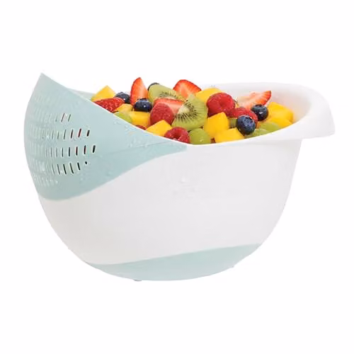 Orsina Green and White 4 Litre Fine Mesh Plastic Colander with Handles