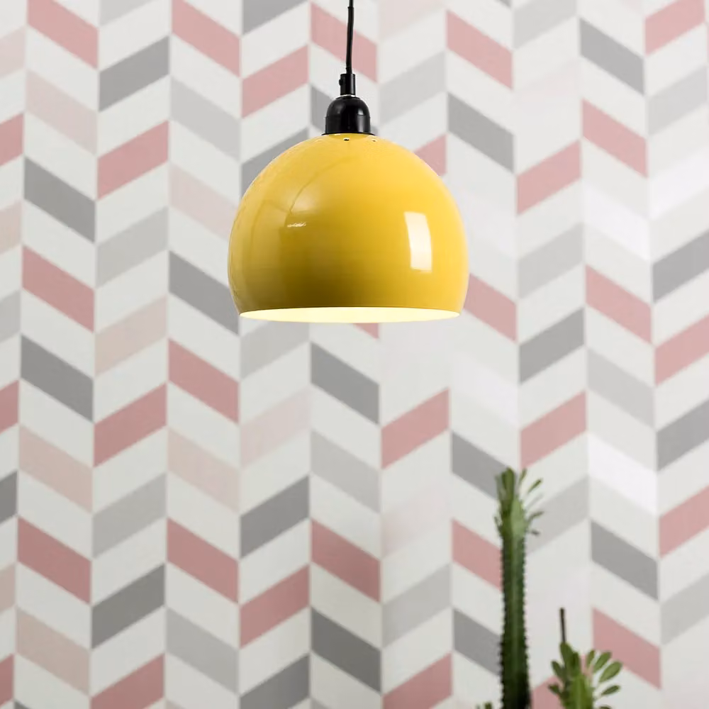 MiniSun Retro Gloss Yellow Arco Style Dome Ceiling Light Shade, Width: 20 cm – 2