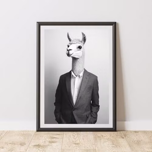 60 Second Makeover Alpaca Wearing A Suit Illustration Paper Poster, A3