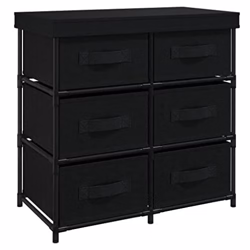 vidaXL Modern Black Metal Storage Cabinet with 6 Drawers W: 55 cm, D: 29 cm, H: 55 cm
