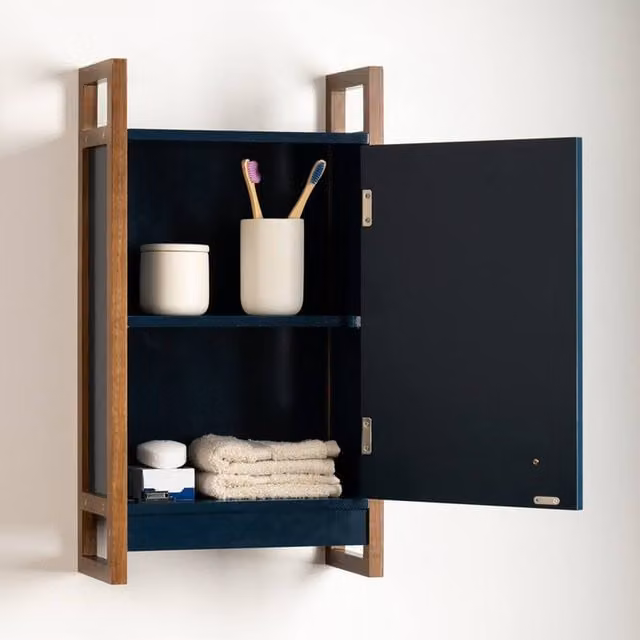Scottish Everlastings Ltd Modern Blue Wall Unit with Hinged Doors and Internal Shelves – 1
