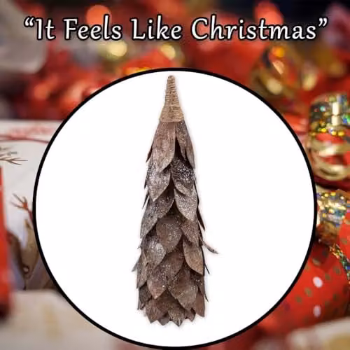 VFM e-Store Christmas Wood Cone Decoration, Brown, H 48 cm x W 20 cm – 7