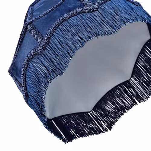 K LIVING Classic Round Navy Blue Fabric Tassel Lamp Shade, Diameter: 30.48 cm – 3