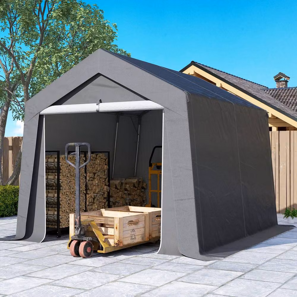 Rolipo Portable Garden Shed with Window in Dark Grey – 9