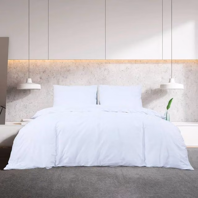 Berkfield Home Elegant Cotton Duvet Cover and Pillowcase Set, White, W: 140 cm, L: 200 cm – 1