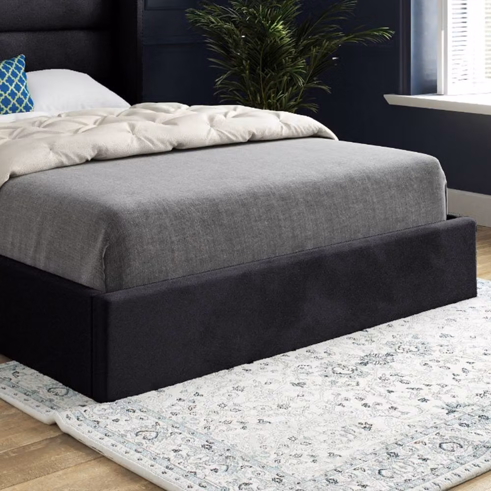 Casani Ramsey Upholstered Velvet Designer Bed Frame in Black, Super King, 200 x 200 cm – 5