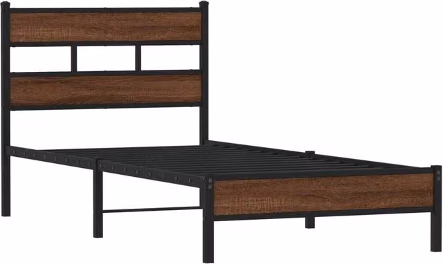 Berkfield Home Elegant Bed Frame in Brown Oak, W: 80 cm, L: 200 cm – 1