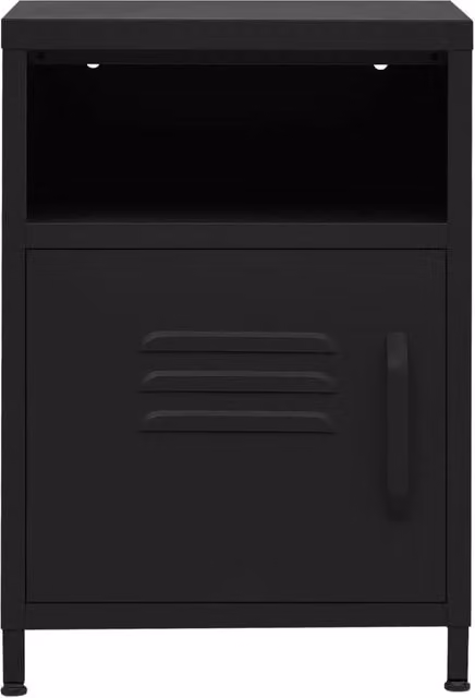 Berkfield Home Set of 2 Black Matt Steel Nightstands, W/D/H: 35 x 35 x 51 cm – 1