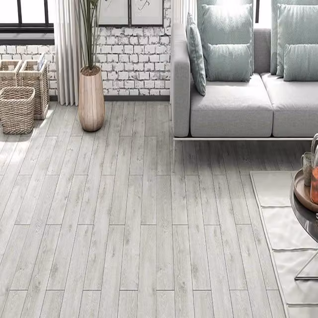 AGT EfftPre Wood Effect Click Laminate Flooring Plank in Light Grey