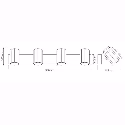 Globo Lighting Modern Adjustable Bar Ceiling Spotlight for 4x GU10 Bulbs in White or Grey – 3