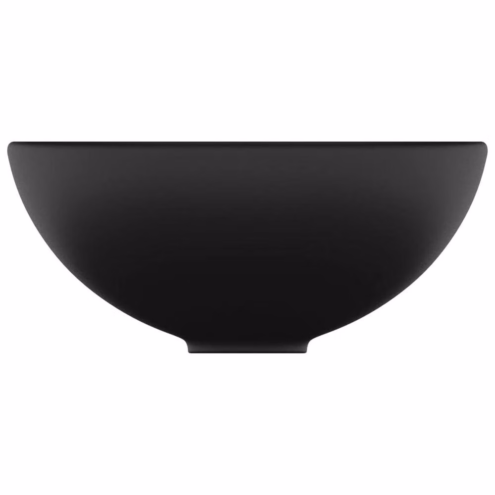 Berkfield Home Round Ceramic Bathroom Basin in Matt Black, W: 32.5 cm, H: 14 cm – 3